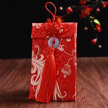2 buc de Înaltă Calitate Brocart Sac de Bani Punga cu Bani de Nunta Plicuri Roșu de Anul Nou Chinezesc Plic Roșu (Red)