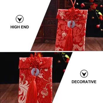 2 buc de Înaltă Calitate Brocart Sac de Bani Punga cu Bani de Nunta Plicuri Roșu de Anul Nou Chinezesc Plic Roșu (Red)