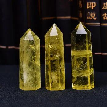 1 buc Naturale Citrin Cristal Punct de Vindecare Obelisc Cuarț Galben Bagheta Ornament Frumos pentru Decor Acasă Reiki Piramidă de Piatră