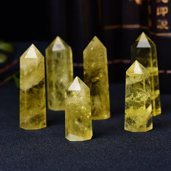 1 buc Naturale Citrin Cristal Punct de Vindecare Obelisc Cuarț Galben Bagheta Ornament Frumos pentru Decor Acasă Reiki Piramidă de Piatră