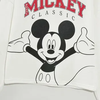 Disney Pulover Tricou Femei Casual Vintage Mickey Mouse Desene Animate Harajuku Streetwear Maneca Lunga, Hanorace Alb Topuri De Sex Feminin