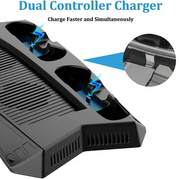 Consola Stație de Încărcare cu Răcire Ventilator Inclusiv 2 Controler de Încărcare de Andocare și 3 Hub-uri USB pentru PS5 Digital / UHD Ediție