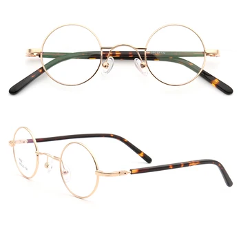 Bărbați Rotund Ochelari de vedere femei Ramă de ochelari mici, rotunde de metal rama de ochelari Tocilar Rx Ochelari moda ușor ochelari de vedere