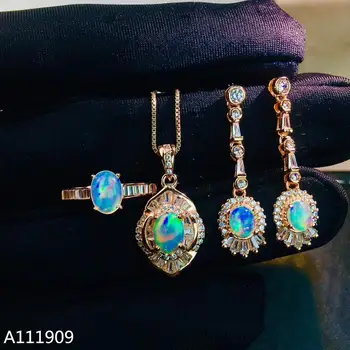 KJJEAXCMY boutique de bijuterii argint 925 incrustat Naturale Opal Inel de piatră prețioasă Cercei Colier pentru Femei Set Suport de detectare a