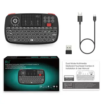Rii i4 Mini-Tastatură franceză AZERTY 2.4 GHz Bluetooth Dual Moduri Portabile Grif cu iluminare din spate Mouse, Touchpad-ul pentru Windows, Android