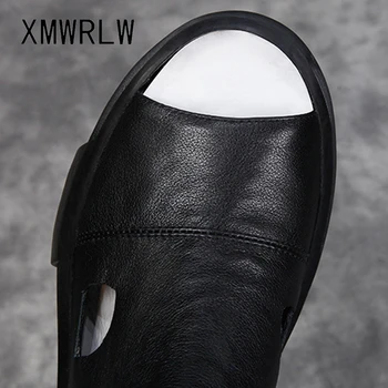 XMWRLW Femei din Piele Cizme de Vara Cataramă de Moda Doamnelor Pantofi de Vară 2020 Confortabil Femei Glezna Cizme Pantofi Plat