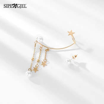 Noua Moda ciucure lung Stele Pearl ureche mansete Cercel de Aur Argintiu Culoare manșetă de ureche Cercei Pentru Femei Bijuterii 2020
