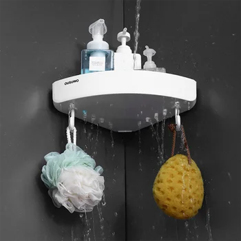 Scurgere baie raft baie gratuit pumn de depozitare din plastic coș creative triunghi dublu de aspirație ceașcă de spălat raft de depozitare