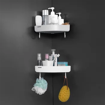 Scurgere baie raft baie gratuit pumn de depozitare din plastic coș creative triunghi dublu de aspirație ceașcă de spălat raft de depozitare