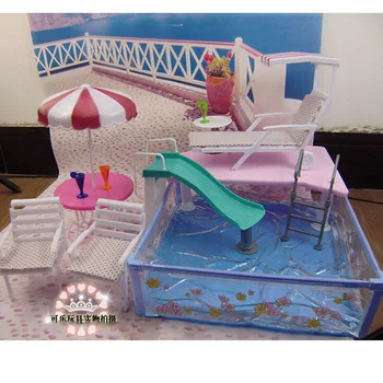 Pentru Papusa Barbie Mobilier Accesorii de Jucarie Înot de Vară Alunecare Scară scaun de Plajă Grădină Ceai de după-Amiază Pretinde Cadou de Vacanță