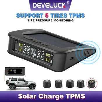 TPMS 5 anvelope auto senzor de presiune de alarmă sistemul de monitorizare afișează solare de control al presiunii de avertizare prin senzor extern 6 bar USB