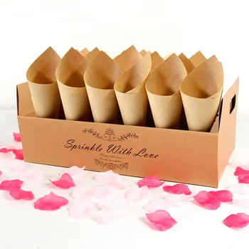 PATIMATE Naturale Confetti Con Sta Cutie Tava Pentru Masă de Nuntă Decor Conuri-Alb-Kraft Nunta Ziua Îndrăgostiților Consumabile Partid