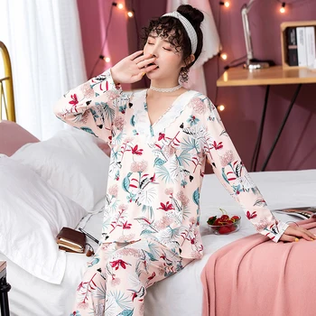 Toamna Iarna 2020 WAVMIT Noi Femeile Pijamale Lungi Topuri Stabilite de sex Feminin Pijamale Set NightSuit Pijamale Seturi de Pantaloni Lungi Femei de Îmbrăcăminte