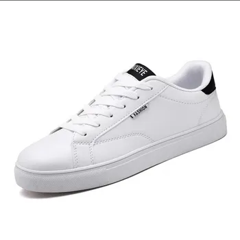 Solid alb vulcanizat pantofi barbat din piele confortabil adidasi baieti moda elev de școală pantofi barbati tenis