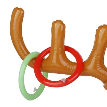 Gonflabile Cap De Cerb Inel Decor De Crăciun Cap De Animal Inel Aruncat Cerc Jucărie Joc Amuzant Reni