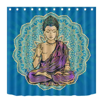 Material Rezistent La Apa Buddha Model Mandala Perdea De Duș De Linie Baie Set Cârlige