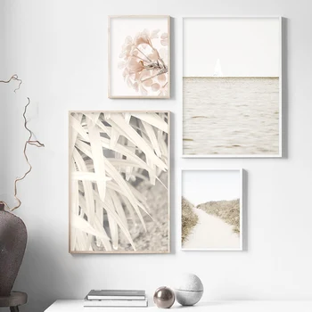 Pescărușul Ocean Magnolie Floare Frunze De Plante De Arta De Perete Panza Pictura Nordică Postere Si Printuri Poze De Perete Pentru Living Decorul Camerei
