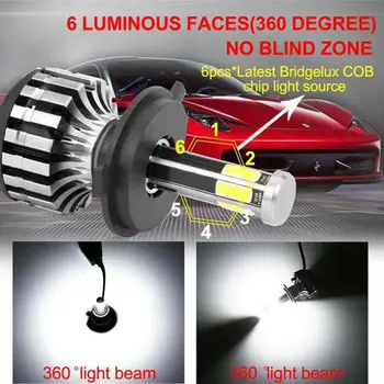 2020 Nou 360° COB H7 h4 led lumini auto 12V 9005 9006 HB3 HB4 9004 9007, h13 Hi/lo Grinzi Turbo LED H11 alb luces led para auto
