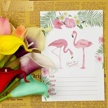 10buc Flamingo Invitații Carte de Ziua de naștere Partidul Decor Cărți de Hârtie Kraft Plic Invitatii de Nunta Copil de Dus Provizii