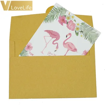 10buc Flamingo Invitații Carte de Ziua de naștere Partidul Decor Cărți de Hârtie Kraft Plic Invitatii de Nunta Copil de Dus Provizii