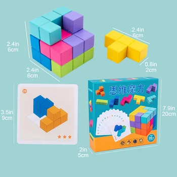 Jucarii copii Magic Soma Cube 3D Joc de Puzzle Jucarii Educative Pentru Copii de Stivuire Cărămizi Colorate Montessori Teris Puzzle