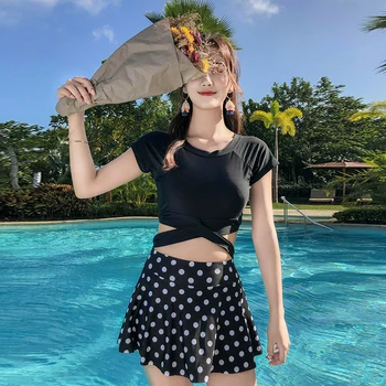 2019 Coreean SexySwimwear Tankini De Costume De Baie Femei Doua Piese Fusta Chiloti Push Up Plaja Costum De Baie Feminin Drăguț Costum De Baie