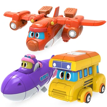 Cele mai noi 3pcs/set ABS Min Deformare Gogo Dino Cifrele de Acțiune de Transformare Mașină de Avion Dinozaur jucării pentru Copii Cadouri