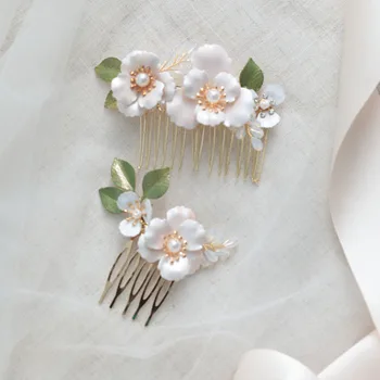 Floralbride Vintage Aliaj Floare De Cristal Stras Perle Pieptene De Par Mireasa Mireasa Frizură Accesorii De Par Pentru Femei Bijuterii