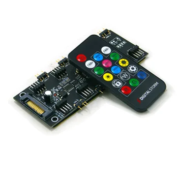 RGB Fan Hub PWM Controller 2 In 1 de 5V 3Pin O-RGB + 4PIN PWM 6 Trepte /Simfonia 16-cheie RF de la Distanță Controler SATA de Alimentare