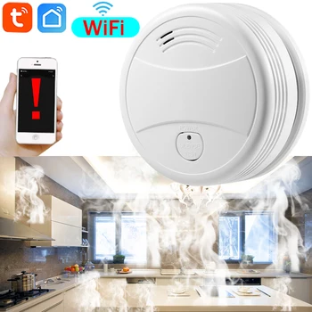 Independent Detector de Fum WiFi Alarmă de Incendiu Tuya/Smart Life APP Detector de Incendiu Senzor de Fum 360° detectare Baterie descărcată Memento