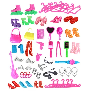 60 Articol/Set Mix Papusa Accesorii 10buc Manual Tinuta de Moda Rochie de Mobilier Pretinde a Juca Jucărie Umerase Canapea Pantofi Raft pentru Papusa
