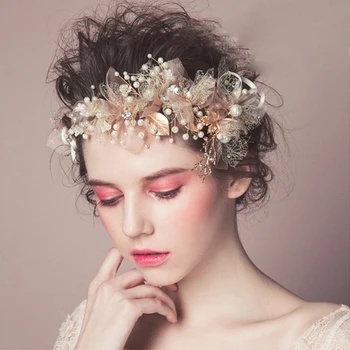 Superbe Flori Mireasa de Susținere Perla Frunze Femei Bijuterii Haar Accesorii de Cristal Tiara pentru Fete de Păr de Nunta Tiara Accesorii