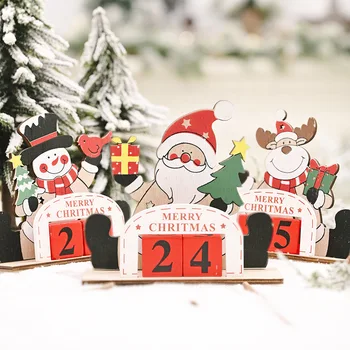 Lemn de Crăciun DIY Calendar Decor Moș Crăciun, om de Zăpadă Elan Ornamente de Crăciun Pandantiv 2021 Crăciun Fericit Decor Pentru Casa Noel