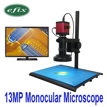 Efix 13MP VGA HDMI HD Microscop Monocular Digital aparat de Fotografiat Lentilă +56 LED-uri de Lumină Inel + Big banc de lucru Stand de Reparații Telefonul Lipit