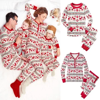 De crăciun, Familia Pijama Set de Haine de Crăciun Părinte-copil Costumul Acasă Sleepwear Copil de Tata, Mama, de Potrivire de Familie Utilaje