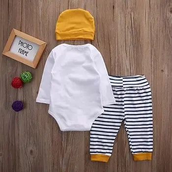 2018 Toamna Iarna 2018 Copil Nou-născut Fete Băiat Romper+ Pantaloni cu Dungi baietel de haine cald