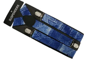 Noi Cowboy Albastru de sex Masculin Bretele Moda Bretele Adult 3 Clipuri curea Curea Curele Elastice pentru Jane Pantaloni Bretels Mannen Reglabil