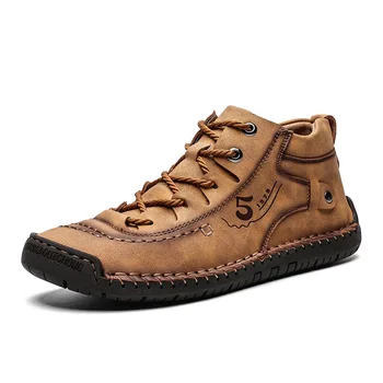 2019 Pantofi de Iarna pentru Bărbați Cald Casual din Piele de Moda Plat Confortabil Ghete Bărbați Dantela-up Pantofi de Iarnă de sex Masculin Bocanci de Mari Dimensiuni 48