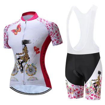 Teleyi Vara Ciclism Jersey Set Femei Roz Echipă profesionistă de Ciclism Îmbrăcăminte Respirabil Biciclete Haine iute Uscat Biciclete MTB Jersey kituri