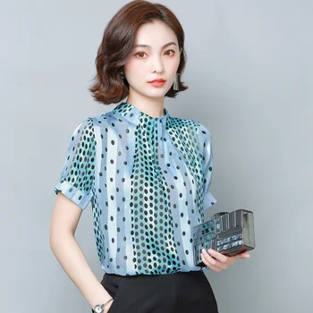 Coreea Sifon Femei Bluze Femei Cu Buline Bluza Tricou Femei Bluza Print Top Plus Dimensiune Blusas Mujer De Moda 2020 Doamnelor Topuri