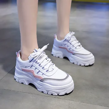 2019 Indesata Adidasi Platforma Pantofi Femei Lady Feminin PU Retro Pantofi Plat pentru Femei Casual Vulcanizat Moda Platforma Adidasi