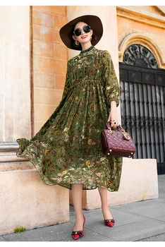 Toamna anului Nou stil Vintage de Înaltă Calitate, Catifea, Jacquard Dress Încheietura mâinii Maneca Talie Mare Vrac Rochie Eleganta M-2XL