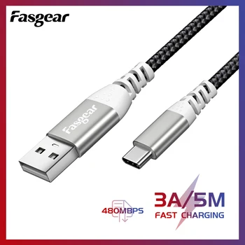 Fasgear USB de Tip C Cablu pentru Samsung S9 S10 3A Rapid de Încărcare USB de Tip C, Incarcator Cablu de Date pentru Xiaomi, Huawei, LG USB-C Cabo de Sârmă