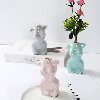 Creative Masă Vaze Body Art Bust De Statuie Ceramică Vaze Meserii Figurine Aranjament De Flori Containere Accesorii Pentru Decor