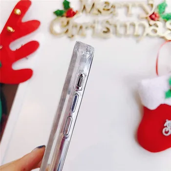 Sclipici Crăciun Dinamic nisipuri Mișcătoare Telefon Caz pentru iPhone 11 Pro MAX X XS XR 7 8 Plus SE 2020 Desene animate Drăguț Moș Crăciun Acopere