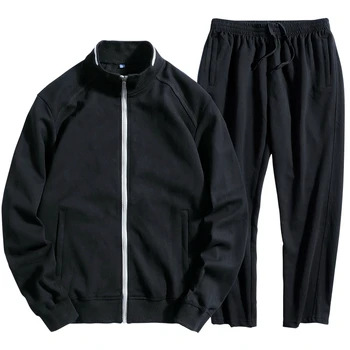 De mari Dimensiuni 8xl 7xl Bărbați Sportwear Costum Bluza de Trening Barbati Casual Active Trening cu Fermoar Set Uza Sacou+pantaloni Seturi