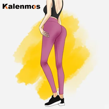 Trening Femei KALENMOS Sexy Antrenament Push-Up de Fitness Slim Legging cu Talie Înaltă Leggins Mujer fără Sudură de Sport Acasa, Pantaloni, Jambiere