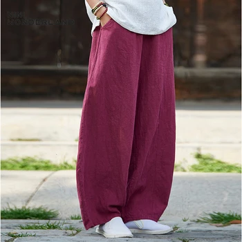 NINI MINUNILOR Toamna Vintage Lenjerie Pantaloni Femei Solide în Vrac Pantaloni Femei Pantaloni Casual Harem de Dimensiuni Mari 2021 Primăvară Bloomers
