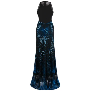 Angel-moda pentru Femei Rochie de Seara Lungi Rochie Formale Vedea Prin Art Deco Sequin Petrecere Elegantă Rochie Nouă 402
