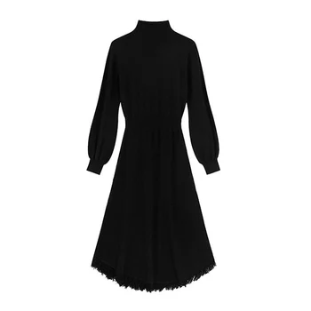 Guler înalt pulover tricotat rochie de sex feminin genunchi negru-de mare pentru a colecta lung talie bani cultiva moralitatea nou fond de 20